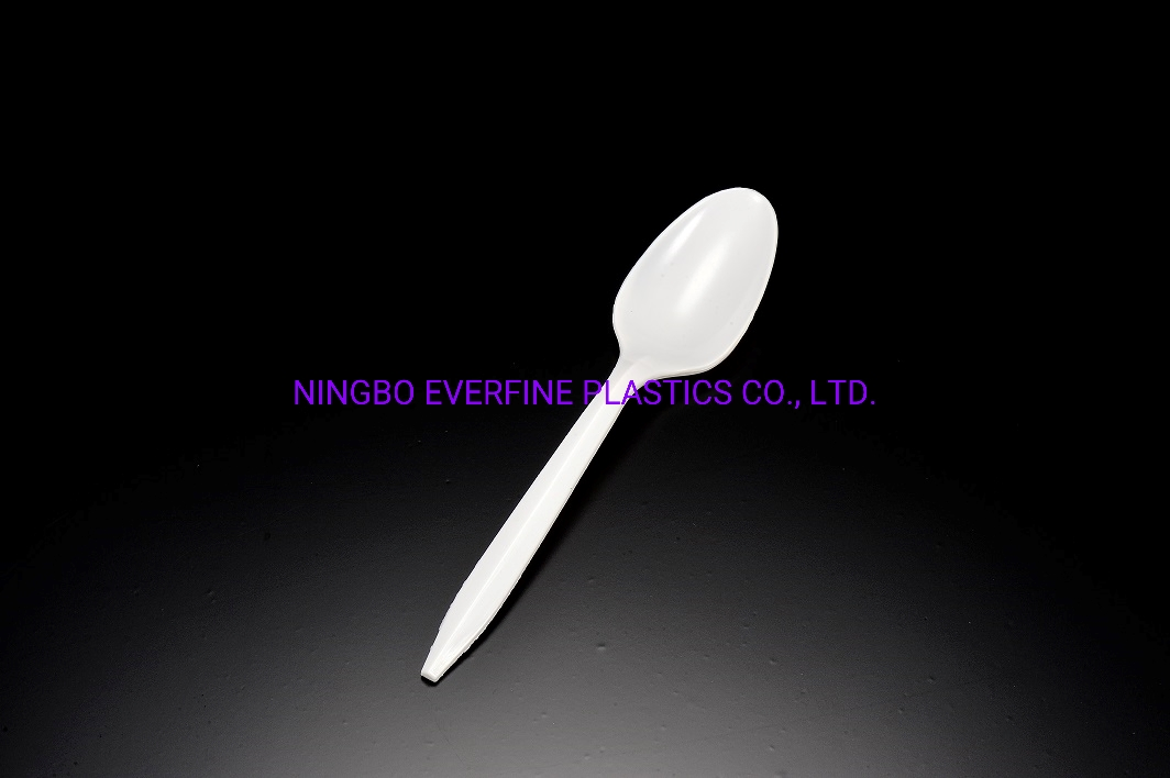 Medium Weight Plastic White / Black Teaspoon (PP)