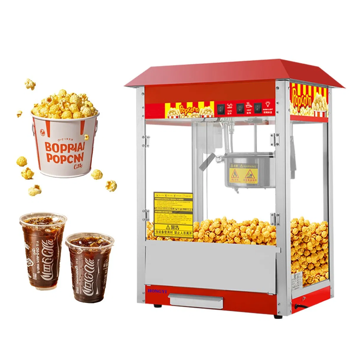 Red Roof, Customizable, Factory Direct Sale, Best-Selling Popcorn Machine.