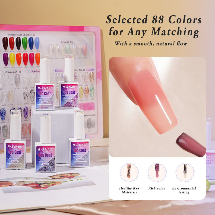 OEM Wholesales R S Gel Nail Polish Manufacturer Shine Non Wipe Top Coat UV Nail Gel Factory DIY Nai Beauty Cosmetic Salon