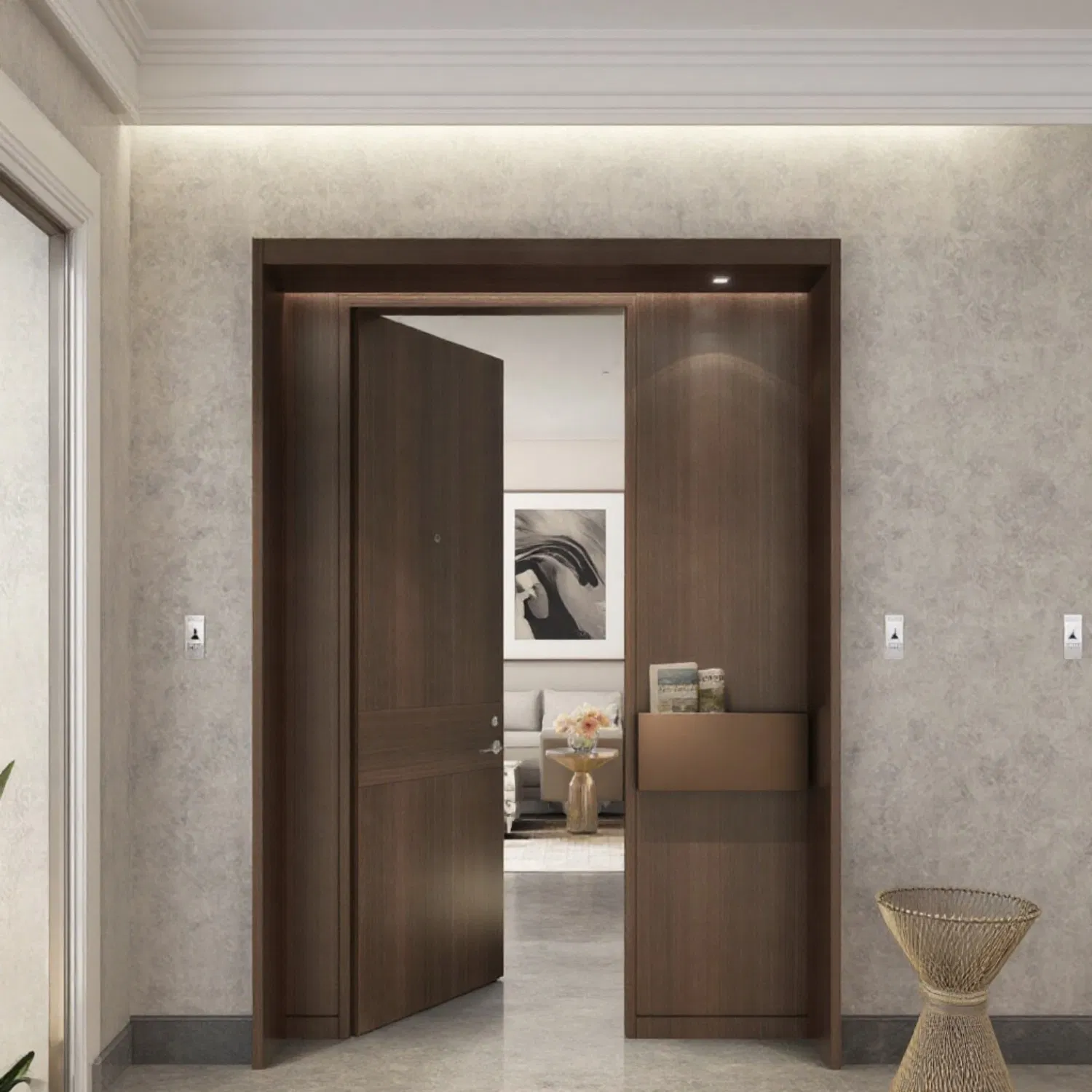 Custom Modern Design Slab Doors High Quality Solid Wood with Baked Paint for Interior Living Room in Apartments