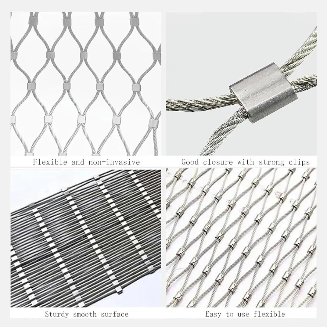 Factory Sale 304 Stainless Steel Wire Rope Mesh Woven Stainless Steel Rope Mesh for Zoo Mesh Animals Protection