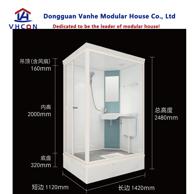 Custom Prefab Integrated Design Economical Portable Easy to Install Hotel Glass Panel Prefabricated Modular Complete Shower Bathroom Pod with Toilet