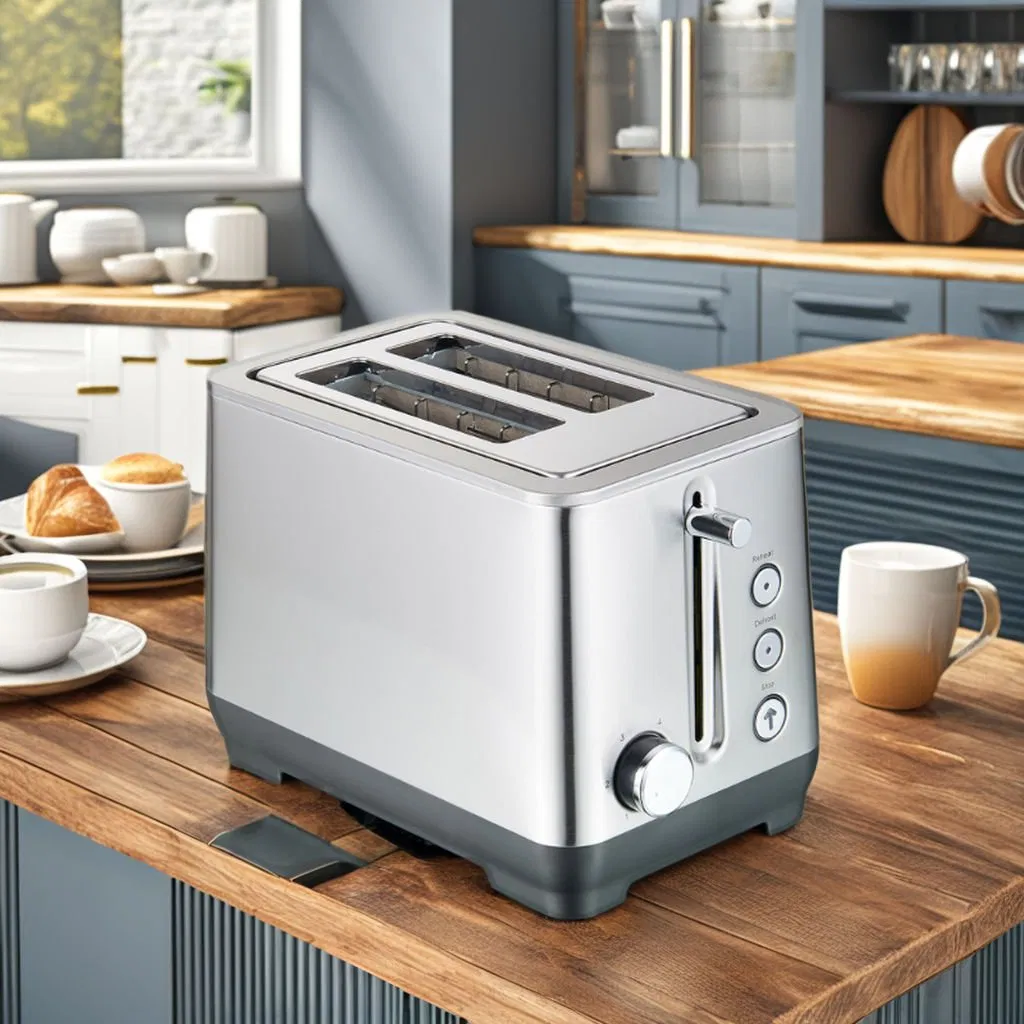 Modern Stainless Steel 2-Slice Toaster with Adjustable Browning Control