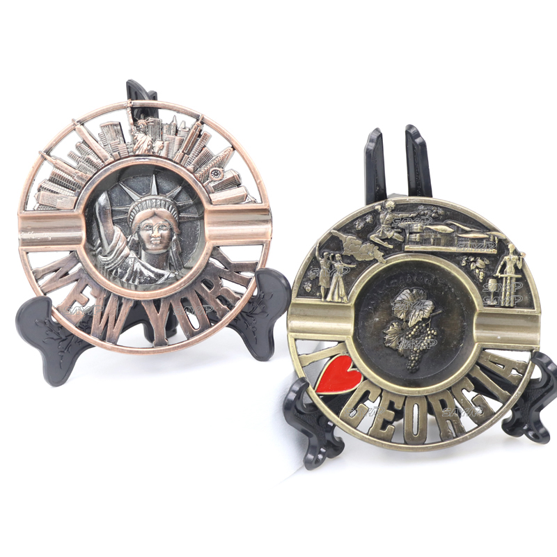 Factory Custom Logo Design Countries Tourist Souvenir Antique Metal 3D Cigar Ashtray