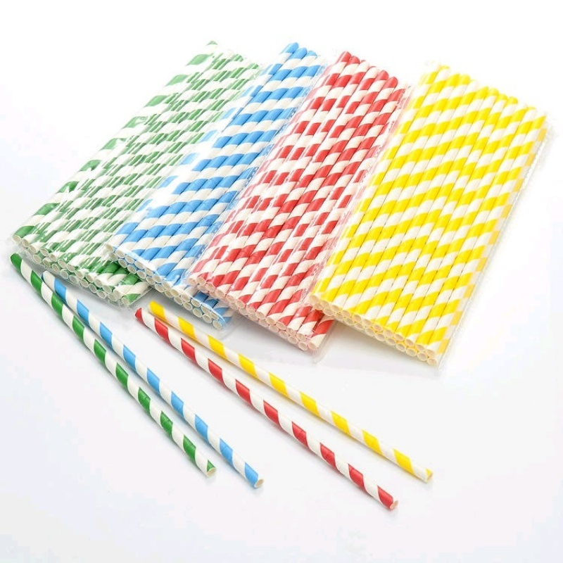 Eco-Friendly Disposable Color Striped Paper Straw for Party
