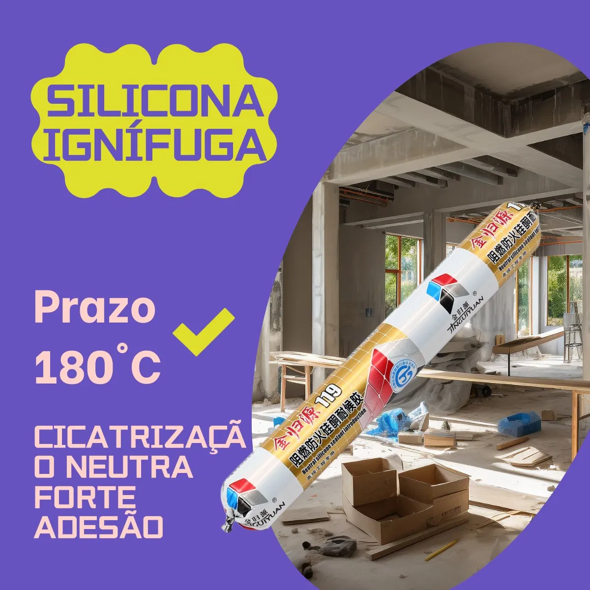 Selante Silicone Antichama Vedacao De Juntas De Dilatacao Silicona Resistente Ao Fogo