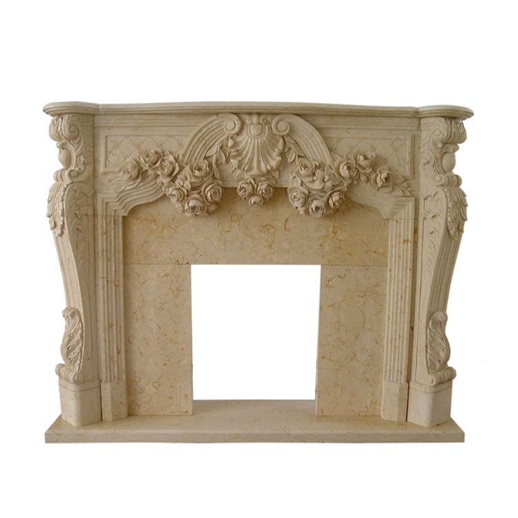 Custom Classical French Style Carrara White Marble Fireplace Surround
