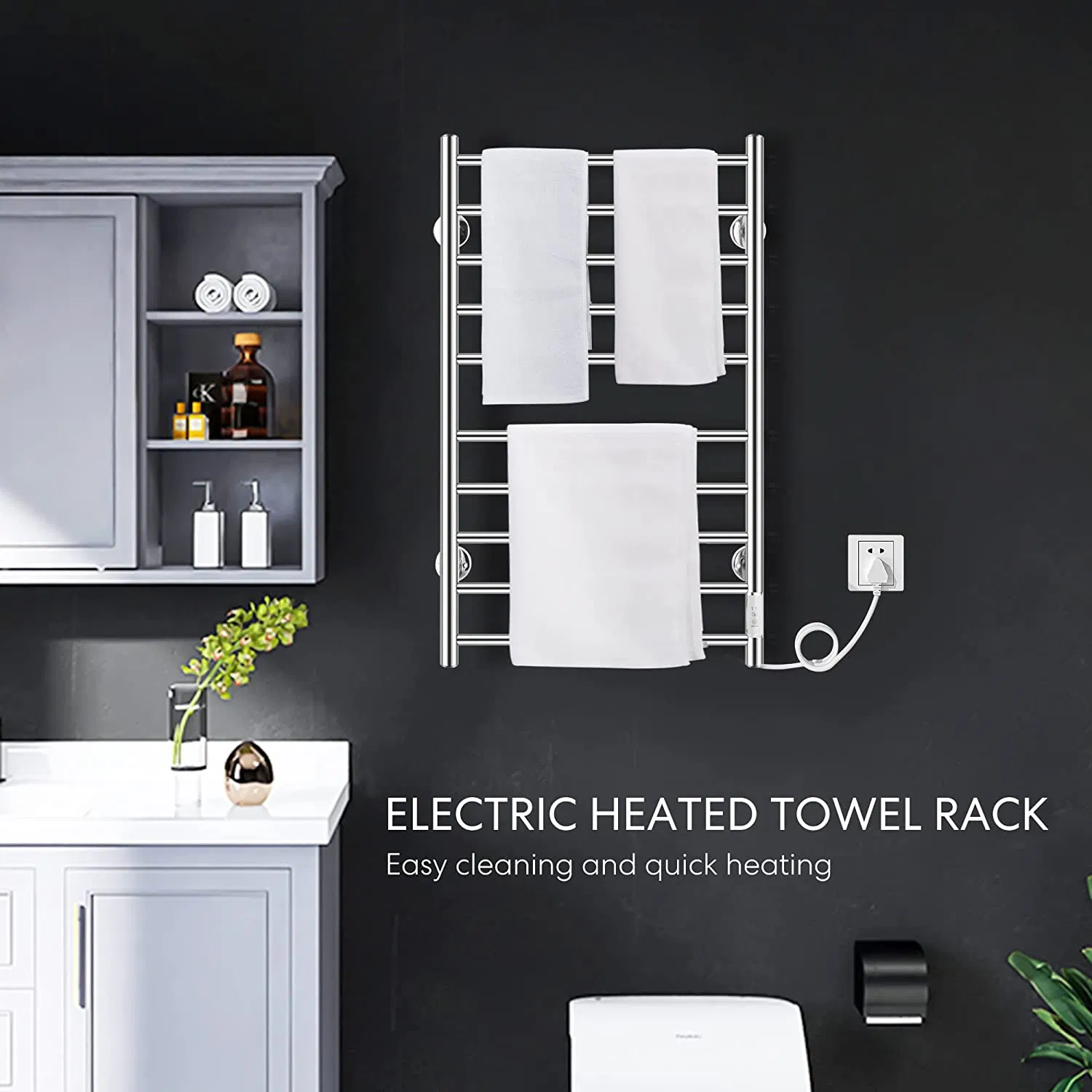 Wall Mounted Heated Towel Warmer for Bathroom Stainless Steel 304