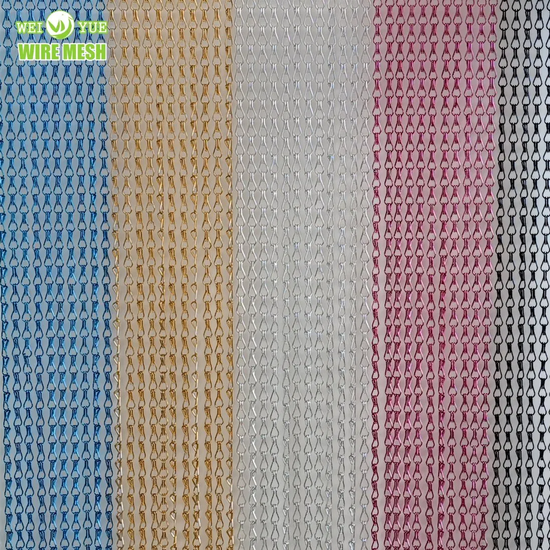 Decorative Double Hook Chain Link Curtain Aluminum Metal Chains Curtain for Room Dividers
