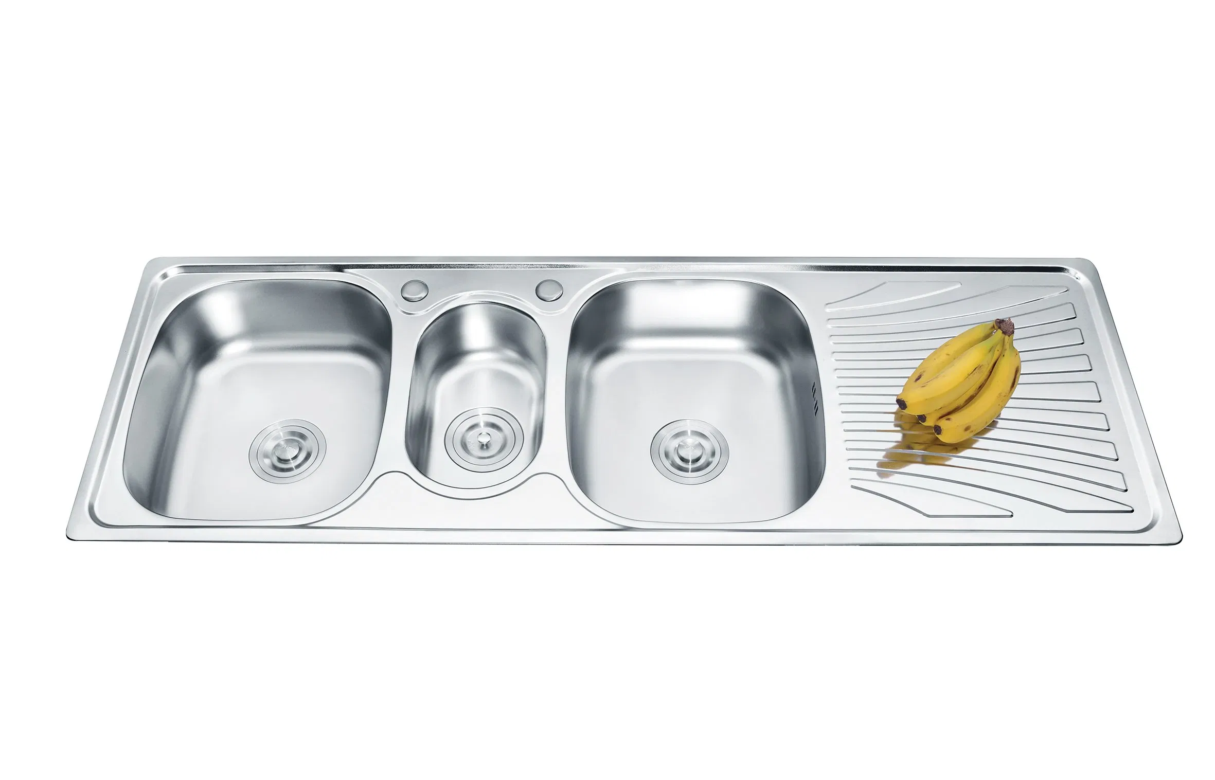 Top Mount Double Bowl Stainless Steel Sink with Drainboard Custom Size Hotel Kitchen Laundry Wash Sink