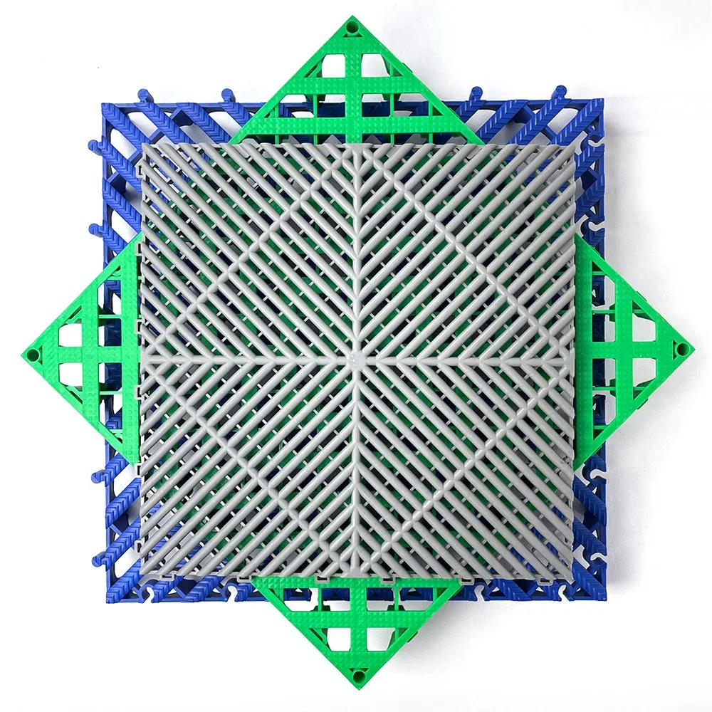 40X40 Free Design Rigid Modular Anti Slip Plastic PP Car Wash Drain Interlocking Garage Floor Mat Tile for Car Parking Carwash