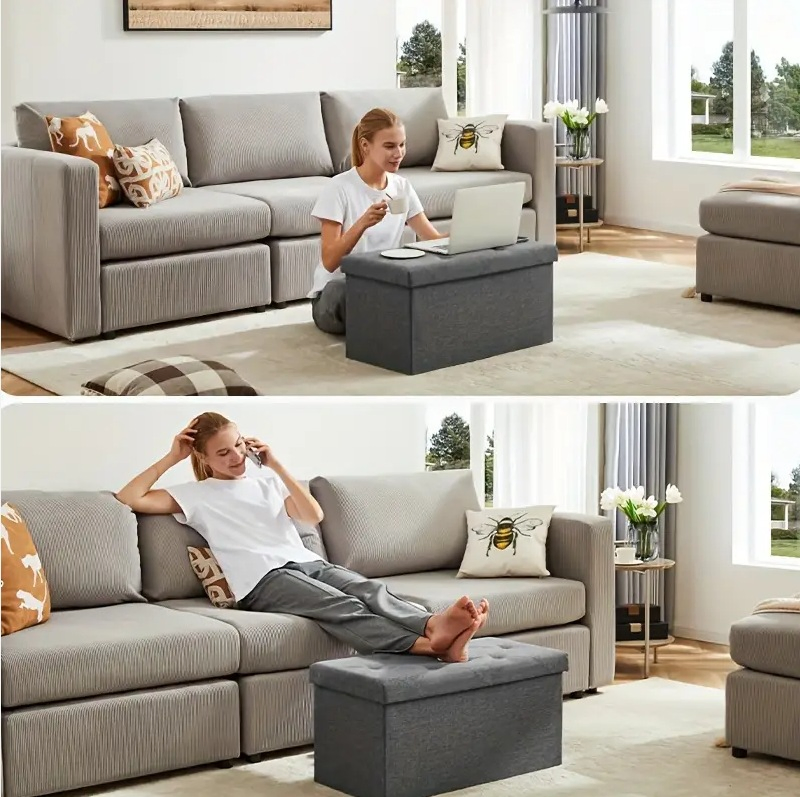 Best-Selling Home Furnishings Large Three-Seater Storage Bench Multifunctional Living Room Storage Stool