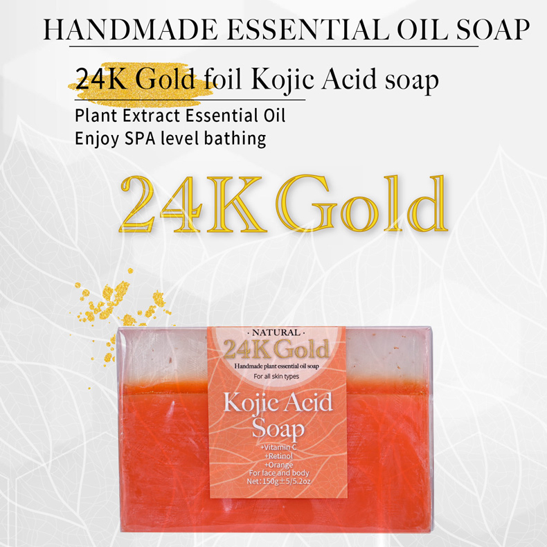 Beauty Cosmetics Skin Care Vitamin C 24K Gold Foil Kojic Acid Soap