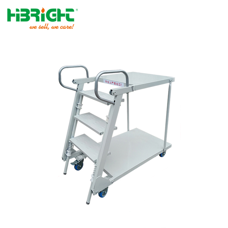 Movable Foldable Warehouse Step Ladder Trolley with Wheels
