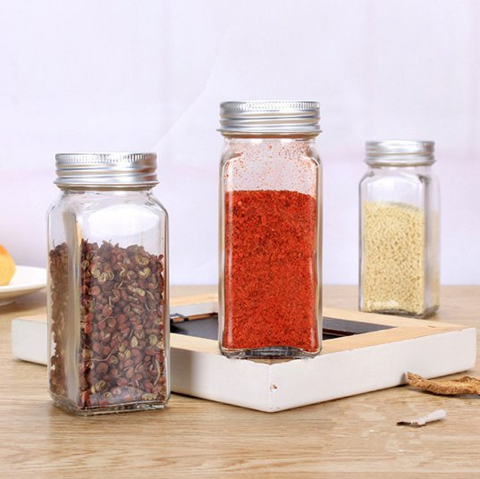 Small Glass Jar Sea Salt Powder Spice Container Pepper Empty 4oz Seasoning Bottles