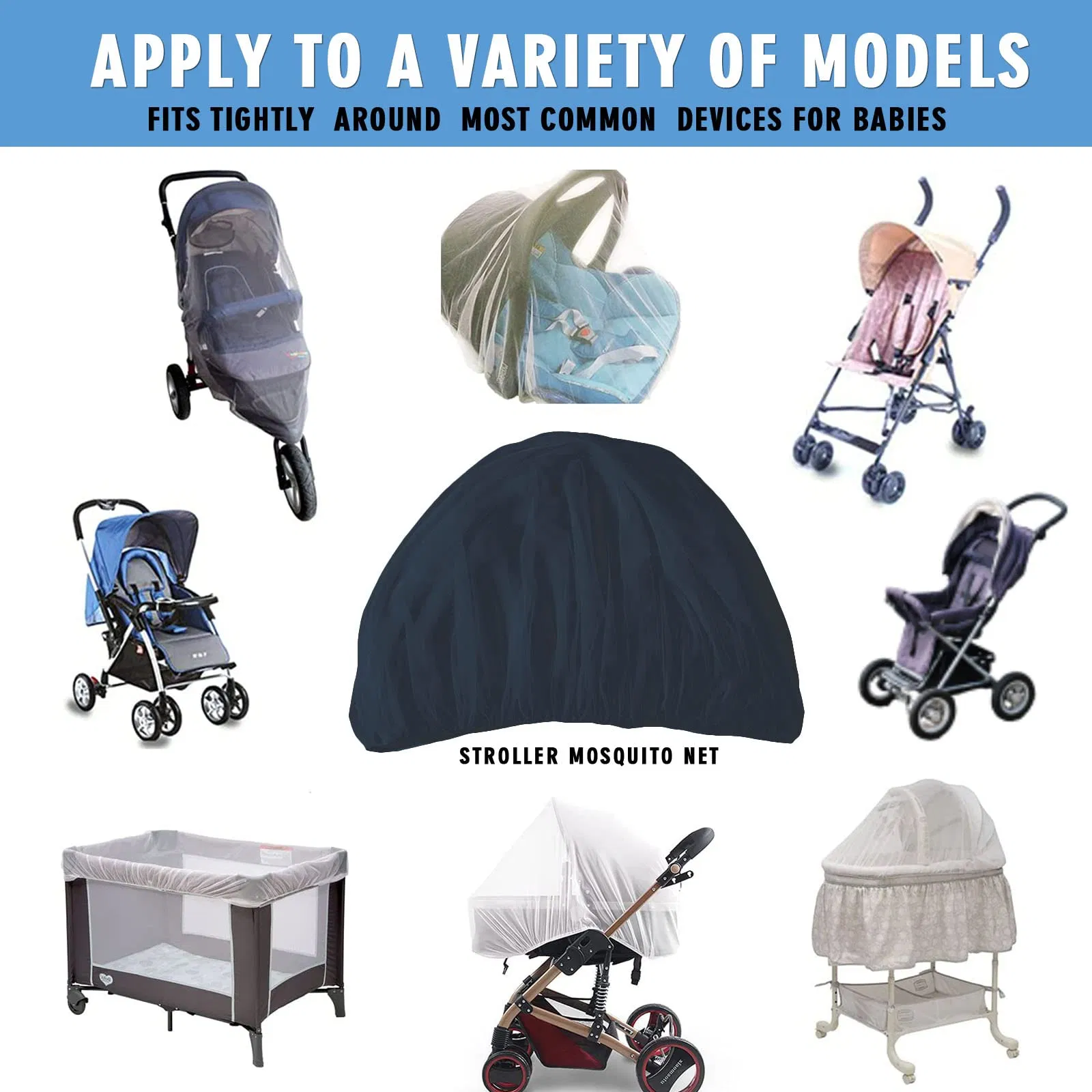 Navy Protective Stroller Mosquito Net Baby Stroller Portable Mosquito Net