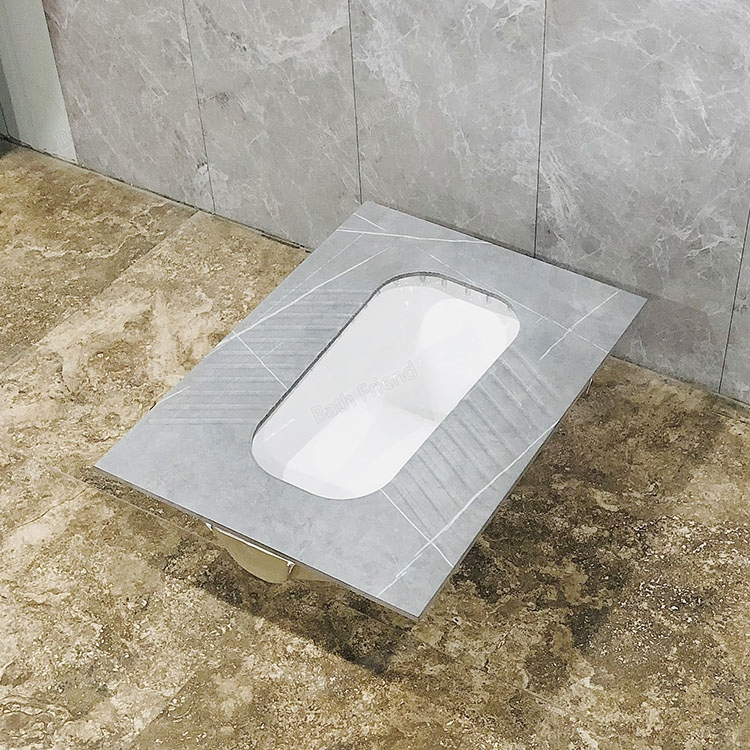 Rock Slab Marble Effect Grey Water Closet Squatting Pan Ceramic Squat Toilet