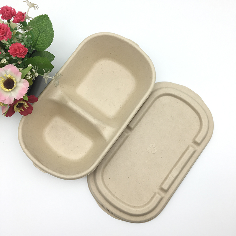 2 Compartment Bagasse Salad Bowl with Spoon and Fork