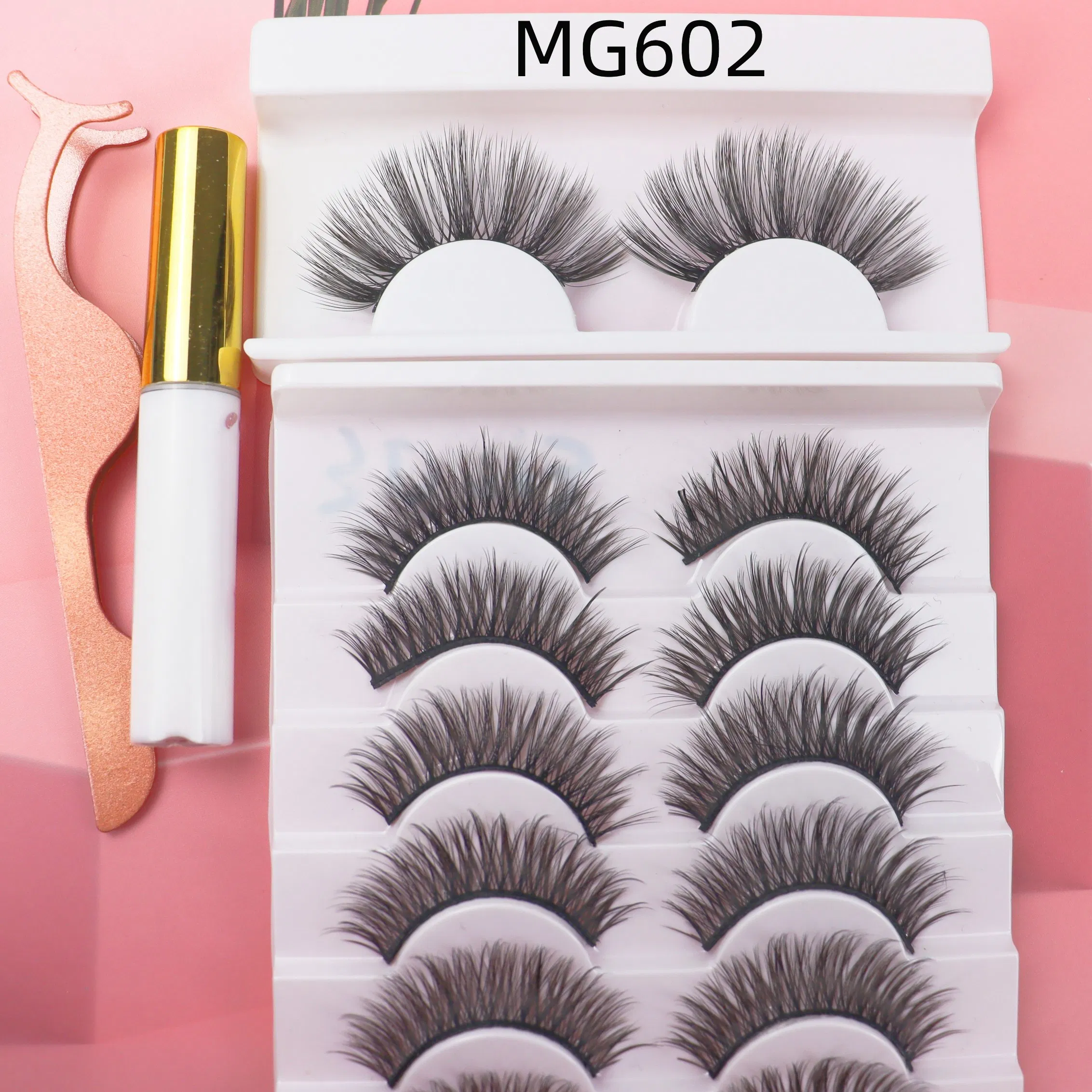 Fluffy Long Lasting Cheap Eyelash ODM OEM Cat Eye Wispy Volume Lashes Strip Natural Style Faux Mink Eyelashes
