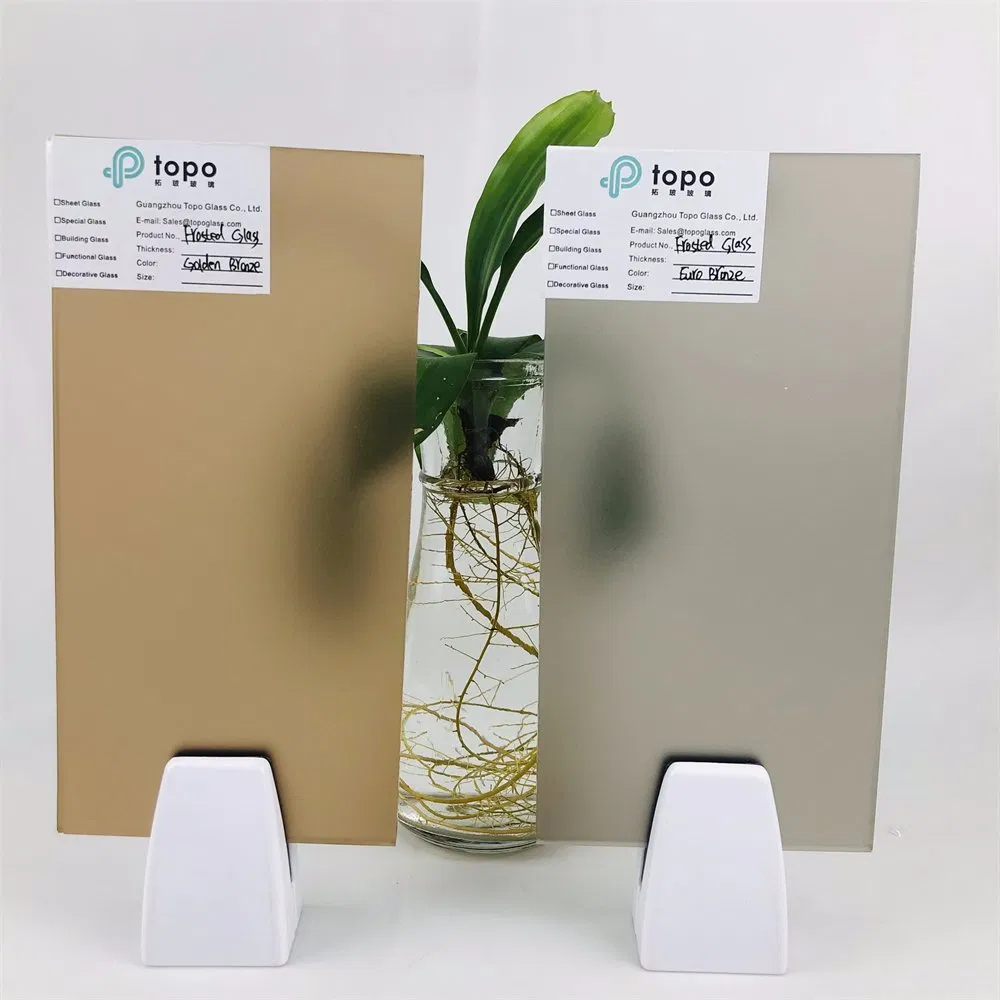 Guangzhou 4mm-12mm Light Brown Euro Brown Acid Etched Frosted Glass (FG-TP)