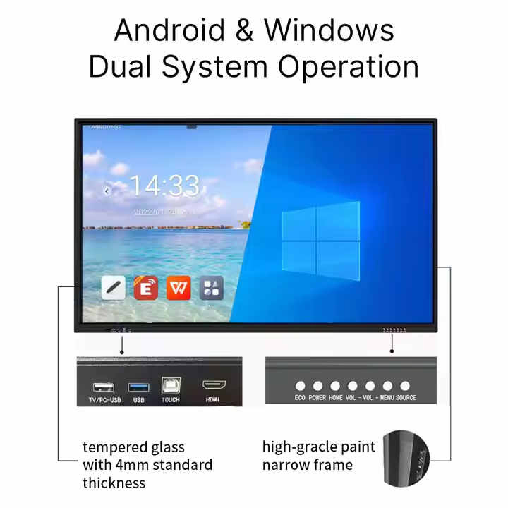 Factory Price 55 65 75 85 98 110 Inch Interactive Touch Screen Monitor Smart Board Electronic Whiteboard
