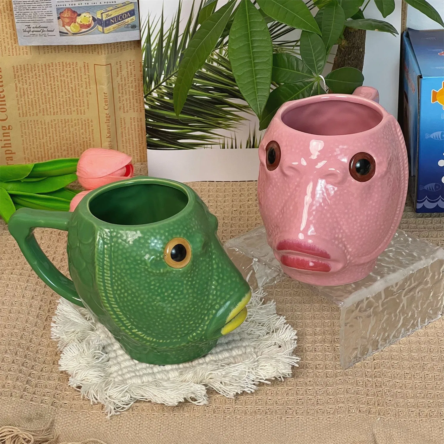 Керамическая кружка Funny Creative Greenhead Pinkheda Fish