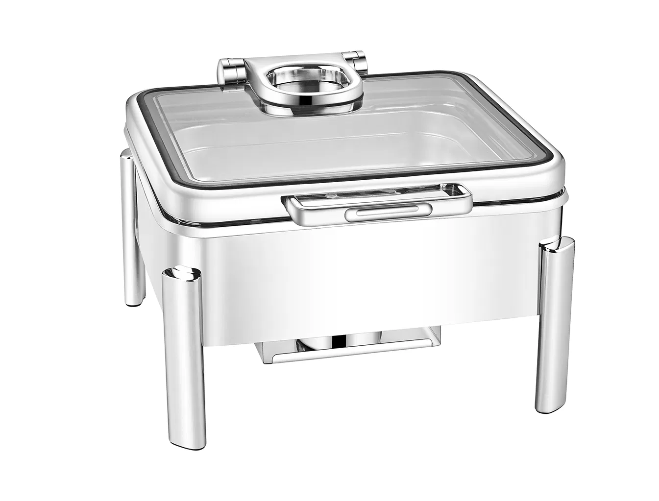 High Quality Catering Hydraulic Round Chafing Dish with Glass Lid Chafing Dish Food Warmer
