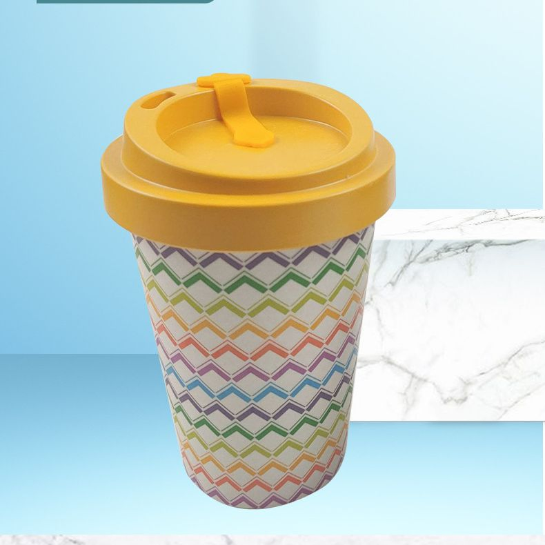 Ins Style Planet Universe Coffee Grounds Cup Cute Funny Biodegradable to-Go Cup Printed Bamboo Fiber Coffee Cups