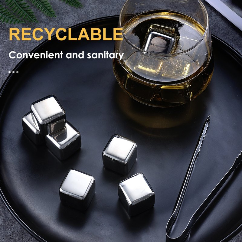 Whisky Wine Cooling Reusable Stainless Steel Ice Cube with Clip