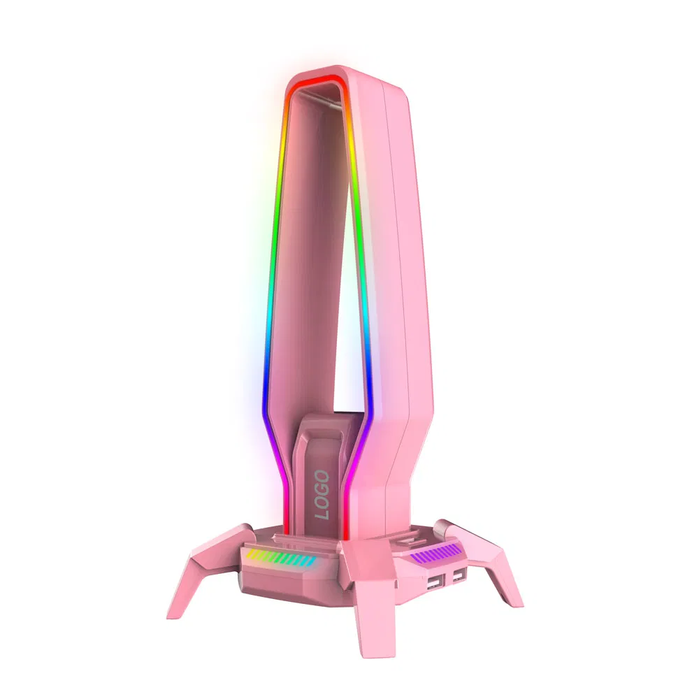 Hot Sale Custom 3 USB 3.0 Hub RGB Gaming Headset Stand Headphone Holder with Type-C 3.5mm Audio