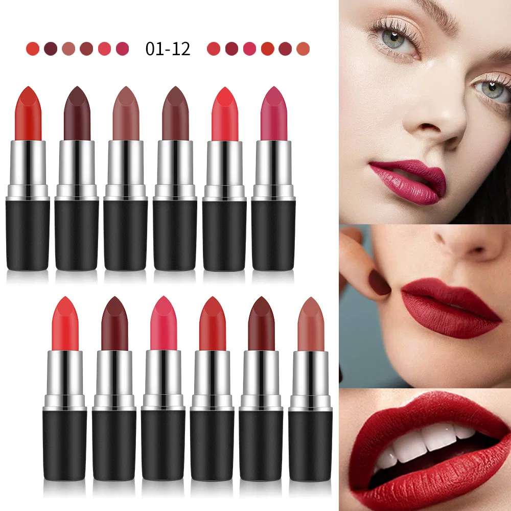 29 Colors Black Lipstick Vegan Organic Waterproof Makeup Private Label Creamy Nude Velvet Matte Lipstick