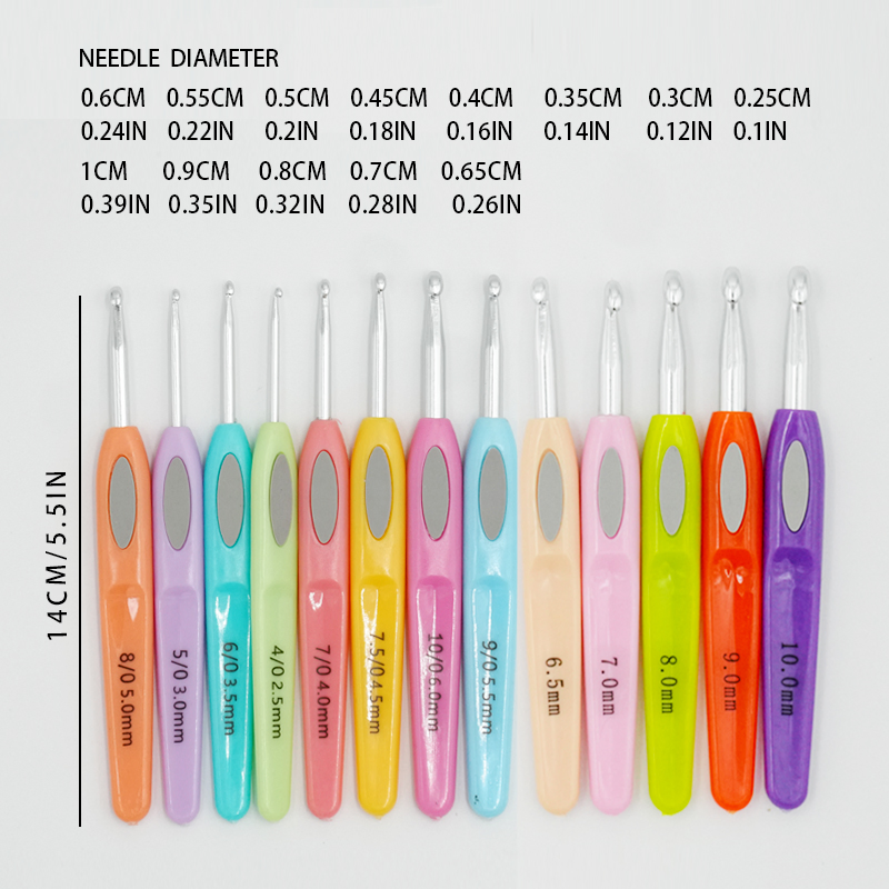 Plastic Handle Aluminum Crochet Hook Set