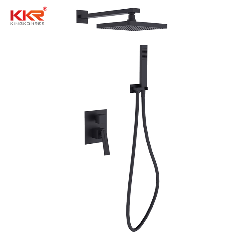 Bathroom Showering Kit Metal 8 Inch Rainfall Shower Head Faucet Ceiling Mount 12 Inch Fixed and Handheld Shower Set