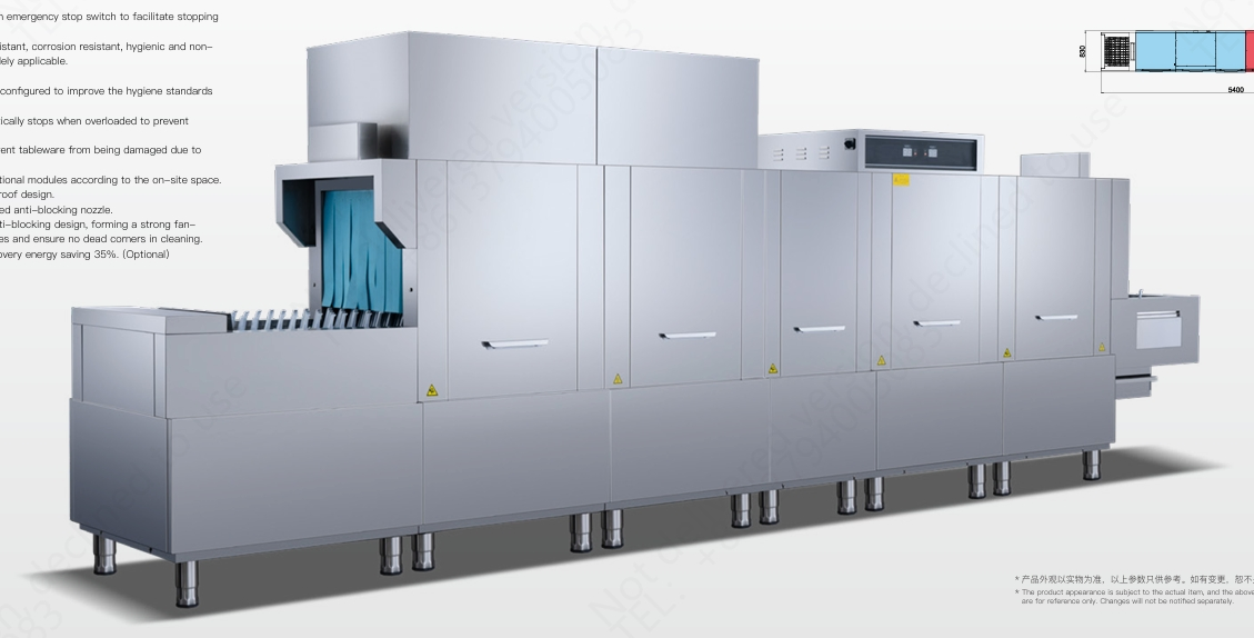 Industry Tunnel Type Conveyor Dishwasher Commercial Conveyor Dishwasher for Hotels Restaurants Cafes