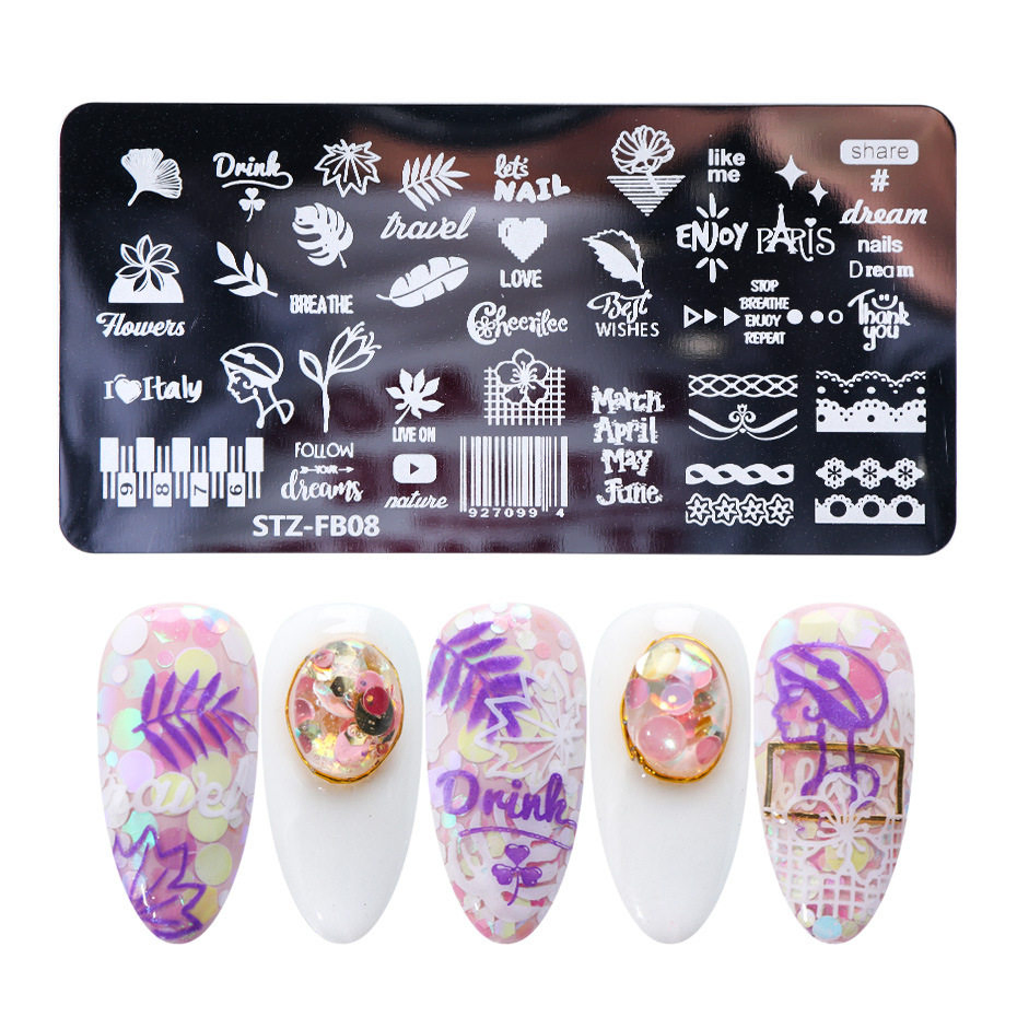 Custom Nail Art Stamping Plates Different Designs Cute Nail Art Stamp Rectangle
