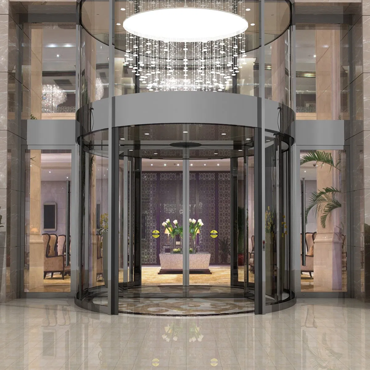 Security Aluminum Alloy Two Wings Automatic Revolving Door for Hotel and Office Building