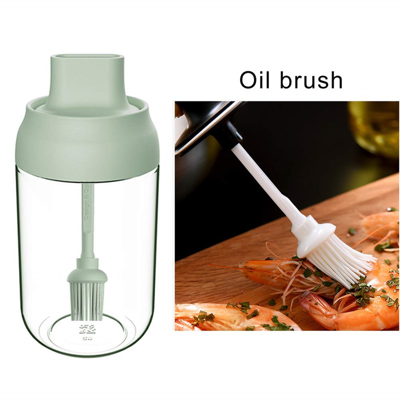 Salt Sugar Glass Seasoning Box Spice Jar with Spoon Olive Oil Bottle with Brush