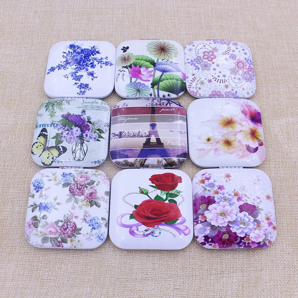 Elegant Metal Pocket Mirror with Reflective Cosmetic Surface