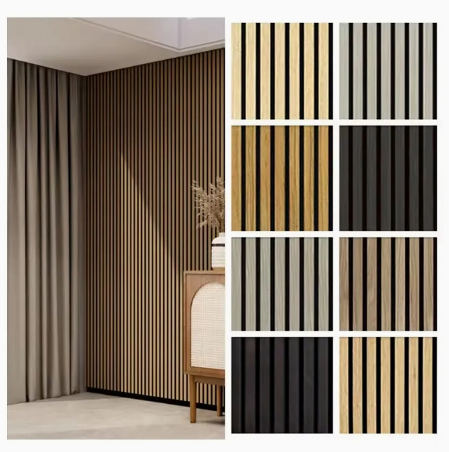 Wooden Slatted Sound Absorbing Proofing Boards Ceiling Pet Wood Slat Wall Soundproof Acoustic Panels