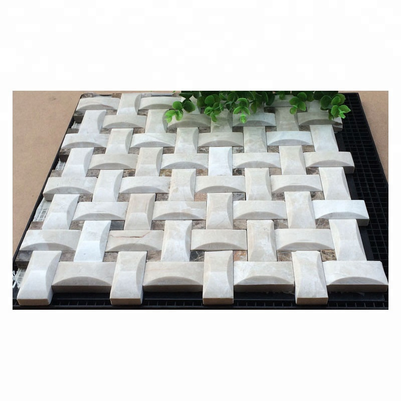 Wave Shaped Marble Mosaic Tiles in The Kitchen Bathroom and Hall