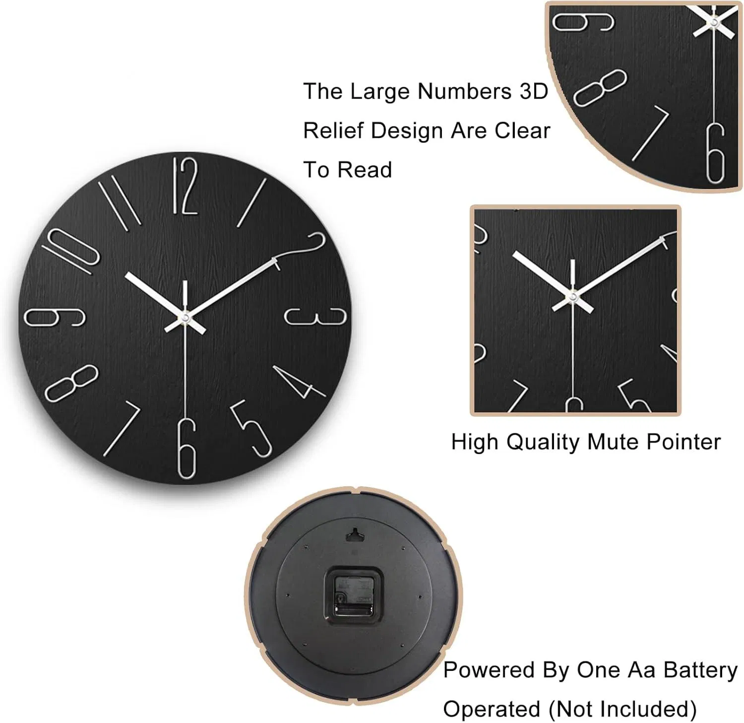 12 Inch Preciser Modern Style Wall Clock Silent Non Ticking