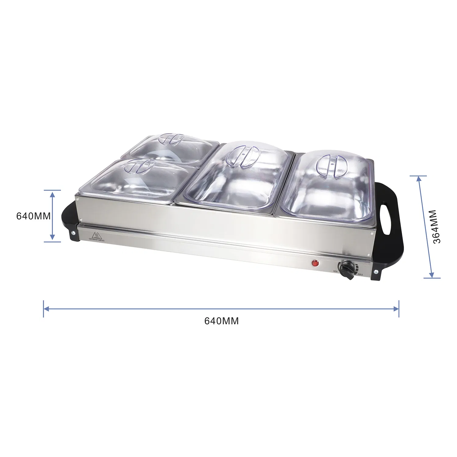 Black/Silver Deluxe Stainless Steel Electric Buffet Warmer