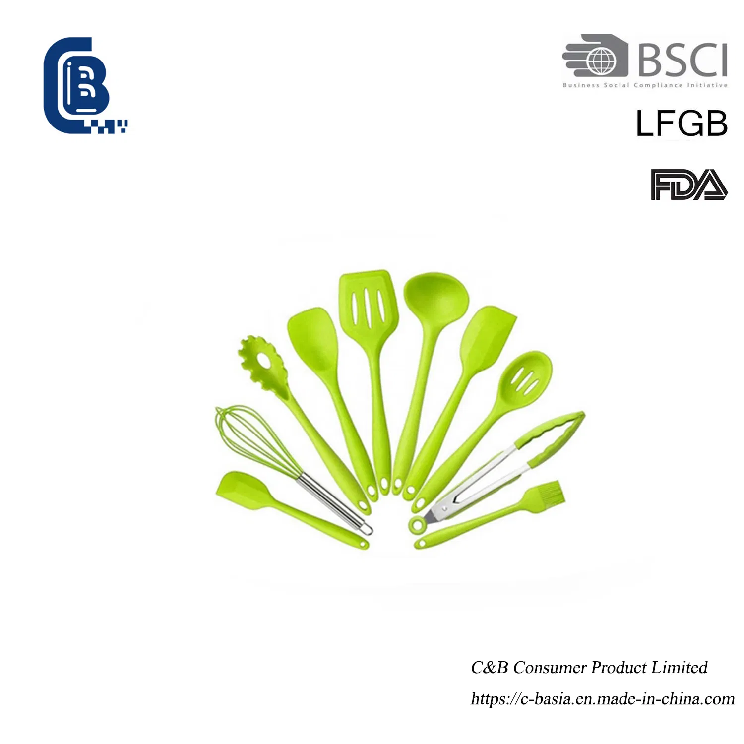 Набор кухонных силиконовых лопаток, 10 предметов