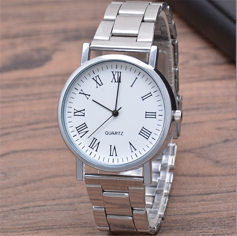 Wholesale Cheap Watch Fashion Stainless Steel Black/White Three-Eye Decoration Men Business Metal Quartz Watch