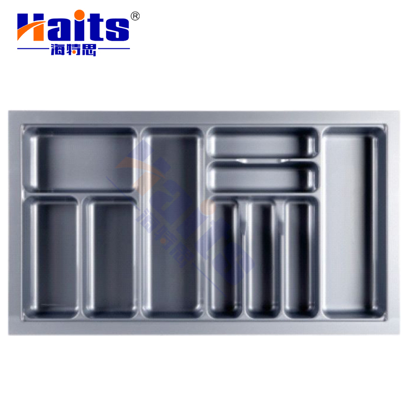 Kitchen Cabinet Fittings ABS Plastic Silver Grey Kitchen Cutlery Trays Drawer Organizer