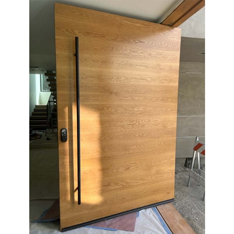 Customized Modern Solid Wood Exterior Door Timber Entrance Doors Residential Front Pivot Door