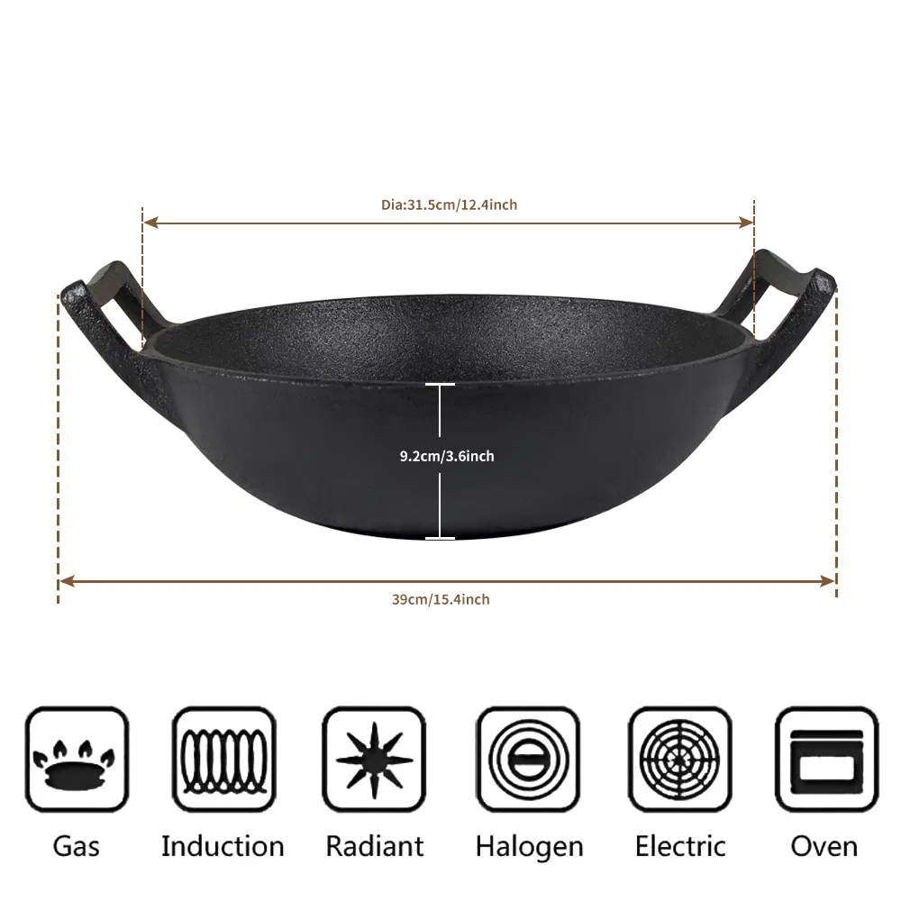 Factory Direct High-Quality Enameled Cast Iron Wok - Ideal for European Cooking Needs