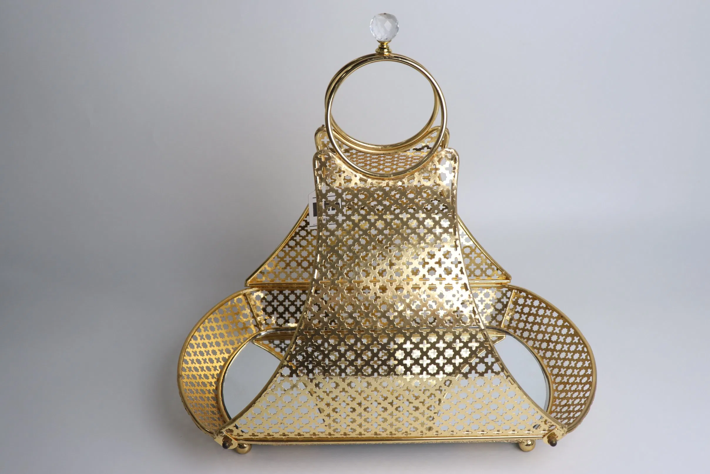 Gold Plated Wrought Iron with Glass Home Restaurant Candy Decoration Plate