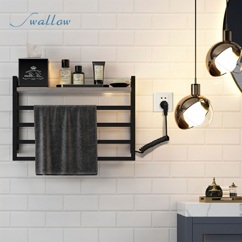 China Wall Mounted Electric Towel Warmer with Wooden Shelf