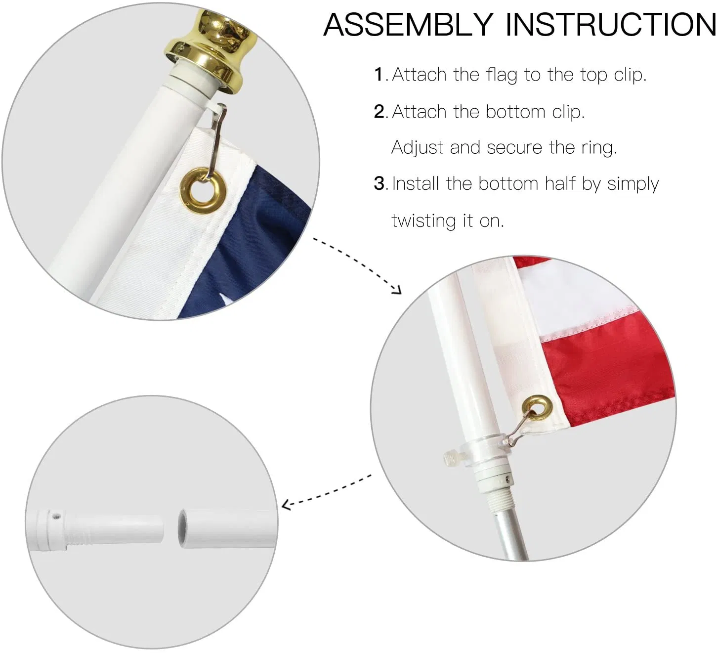 6 Foot Tangle Free Spinning Flag Pole Residential or Commercial Flag Pole Wind Resistant Rust Free